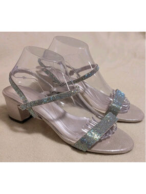 DB Studio Women Silver Blush Glitter Annie48 Heels Size 10 Strappy N49